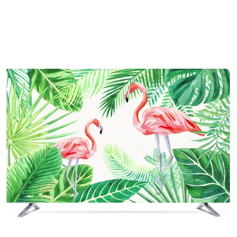 Сделанный на заказ 1"-80" 22 дюймов 75 дюймов экран lcd tv PC чехол декоративный капюшон занавес пальмовый листья кактус Фламинго водонепроницаемый зеленый