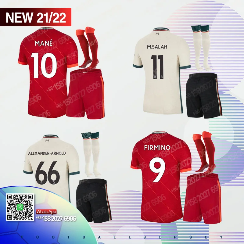 

2021 2022 MANE 21 22 Tops M.SALAH THIAGO DIOGO Liverpooles soccer jerseys MILNER A.BECKER football shirt men Kids kit +sock