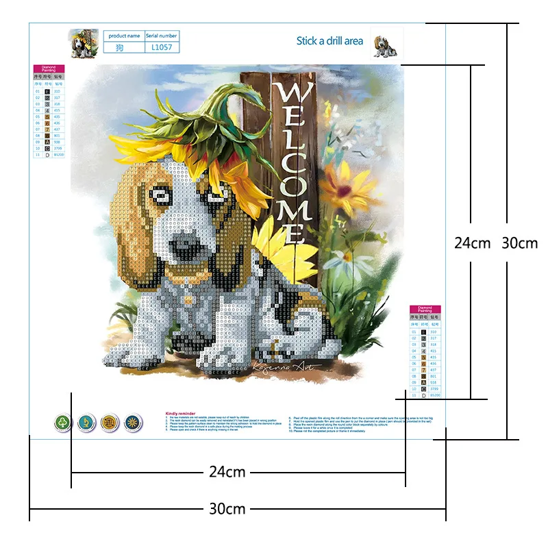 Алмазная 5D картина сделай сам вышивка крестиком круглая милая собака стразы для