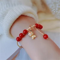 2022 new trendy lucky year tiger bracelets for women fashion jewelry red crystal beaded bracelets bangles gifts