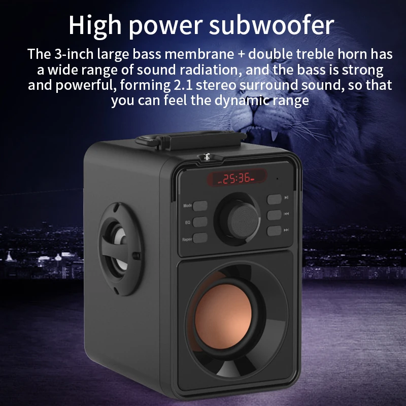 Bluetooth Wireless Portable Player Big Power Stereo Subwoofer Heavy Bass Speakers Sound Box Support FM Radio TF AUX USB | Электроника