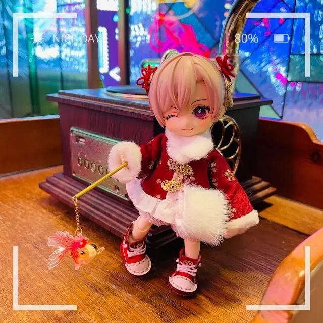 

Набор одежды для кукол OB11, подходит для кукол OB11 P9 UF, Милые новогодние аксессуары для кукол с маленькими золотыми рыбками на китайский год