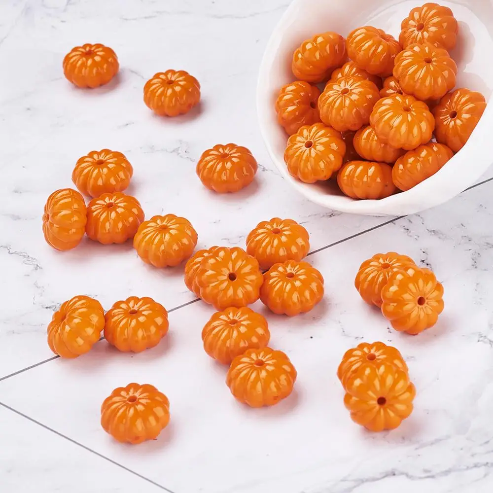 PANDAHALL модные бусины для ювелирных изделий, Непрозрачные Акриловые бусины в виде тыквы, оранжевые, 15x9 мм, отверстие 1 мм, фурнитура для ювелирных изделий, компоненты, Прямая поставка