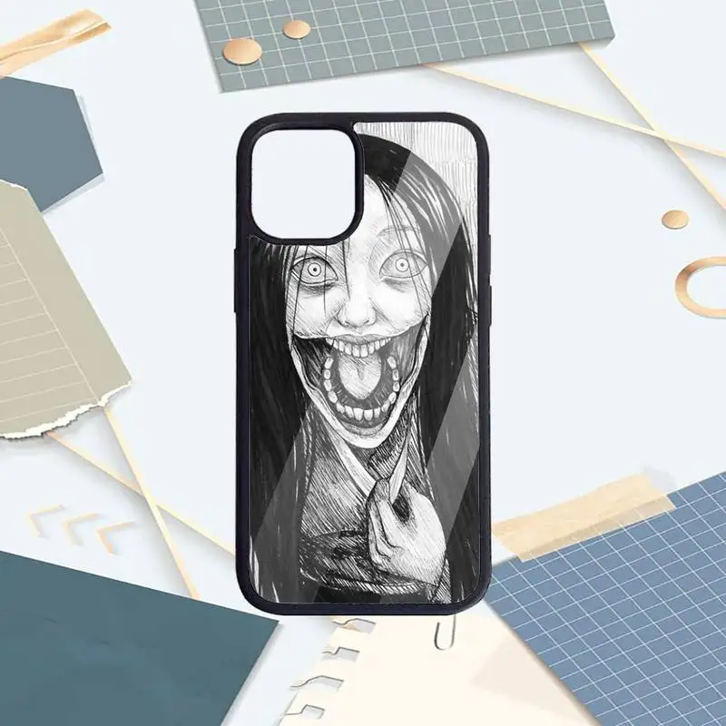 

Junji Ito Tees Horror pattern Phone Case PC for iPhone 11 12 pro XS MAX 8 7 6 6S Plus X 5S SE 2020 XR Luxury brand shell funda