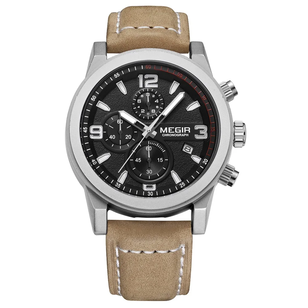 Часы наручные MEGIR Мужские кварцевые брендовые модные спортивные роскошные