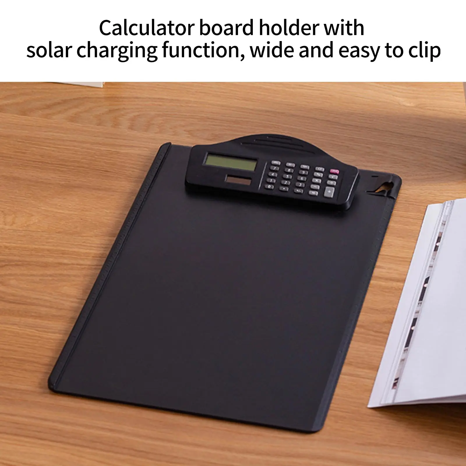 Пластиковый держатель для документов A4 с калькулятором и блоком записи| |
