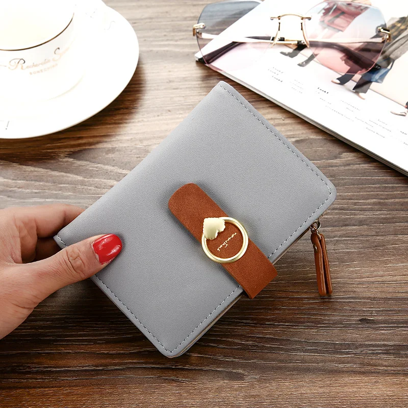 2021 Women Wallet Female Leather Zipper Coin Purse Love Heart Hasp Women Wallets Lady Money Clip Card Holder Clutch Wallet