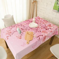 pink cherry blossom flowers tablecloth linen cotton table cloth spandex elastic dining chair slipcover kitchen table cover