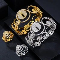 godki luxury round bangle ring sets fashion dubai white bridal jewelry sets for women wedding brincos para as mulheres