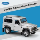 Модель автомобиля Welly 1:24 Land Rover Defender из серебряного сплава, отлитые и игрушечные автомобили, коллекционные подарки, не дистанционное управление, транспортировка