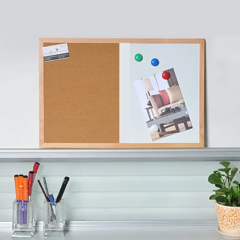 

Message Cork Board Wood Frame Whiteboard Drawing Boards Combination Bulletin Magnetic Marker Board