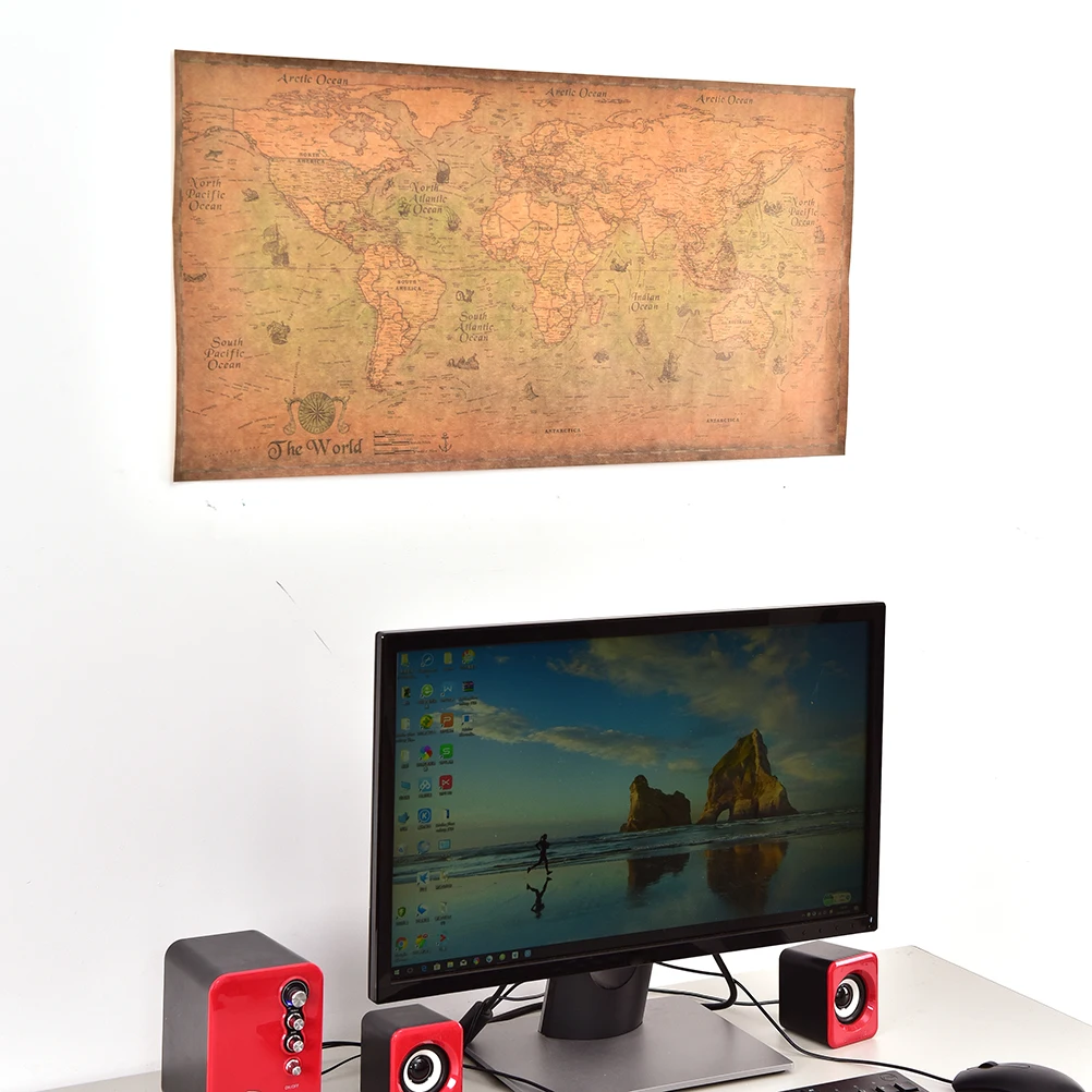 Карта стикер высокое качество 2 размер крафт океан море живопись старый Бумажный