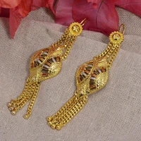 ethiopian dubai earrings arab luxury tassel gold color earrings for women girls natural jewelry wedding earrings jewery