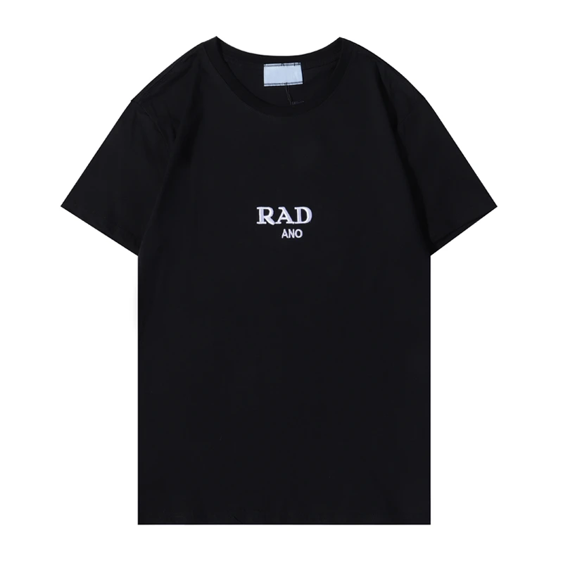 

Hot Summer 2021 Men's and Women's All-purpose Fashion Black And White Short Sleeve T-shirt With Embroidered Round Collar