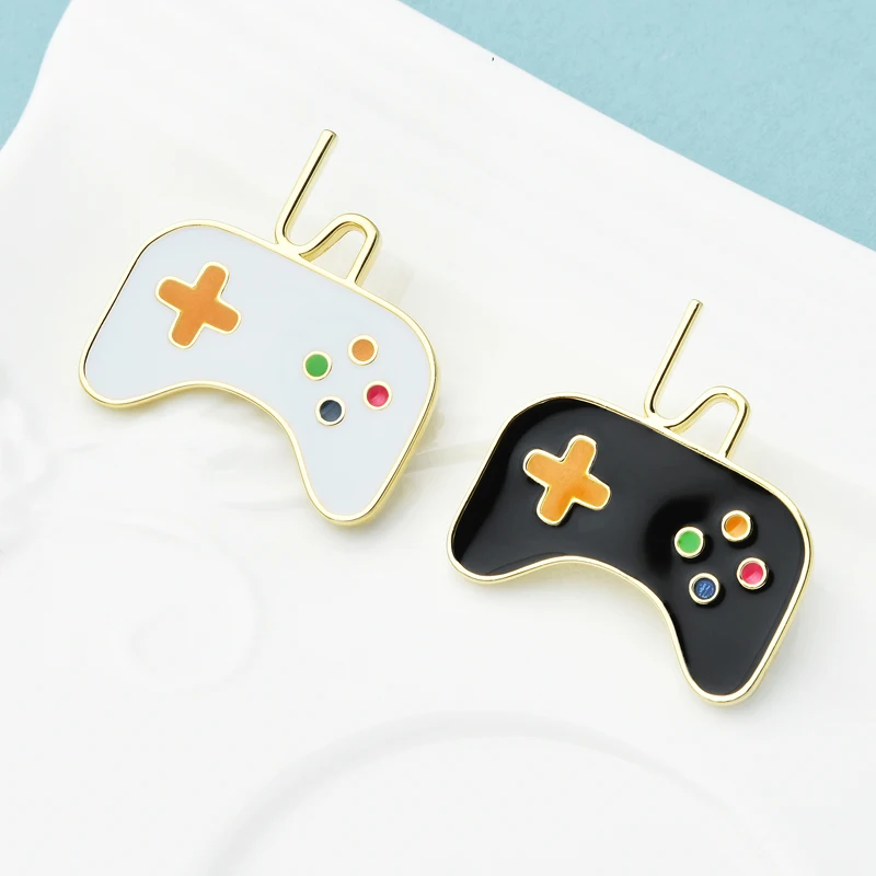 

Wuli&baby Enamel Game Controller Brooches Women Unisex 2-color New Design Game Handle Collar Pins Gifts