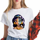 Женские футболки с круглым вырезом и короткими рукавами Disney Day Of The Dead с принтом принцессы и жасмина с принтом жасмина, футболки с героями мультфильмов