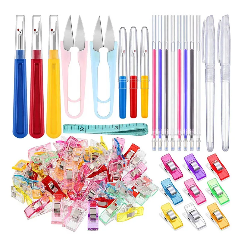

Multipurpose Tailoring Tools Marking Pen Quilting Sewing Clips Fabric Clamps 1Set Hand Sewing for Embroidery Seam Rippers