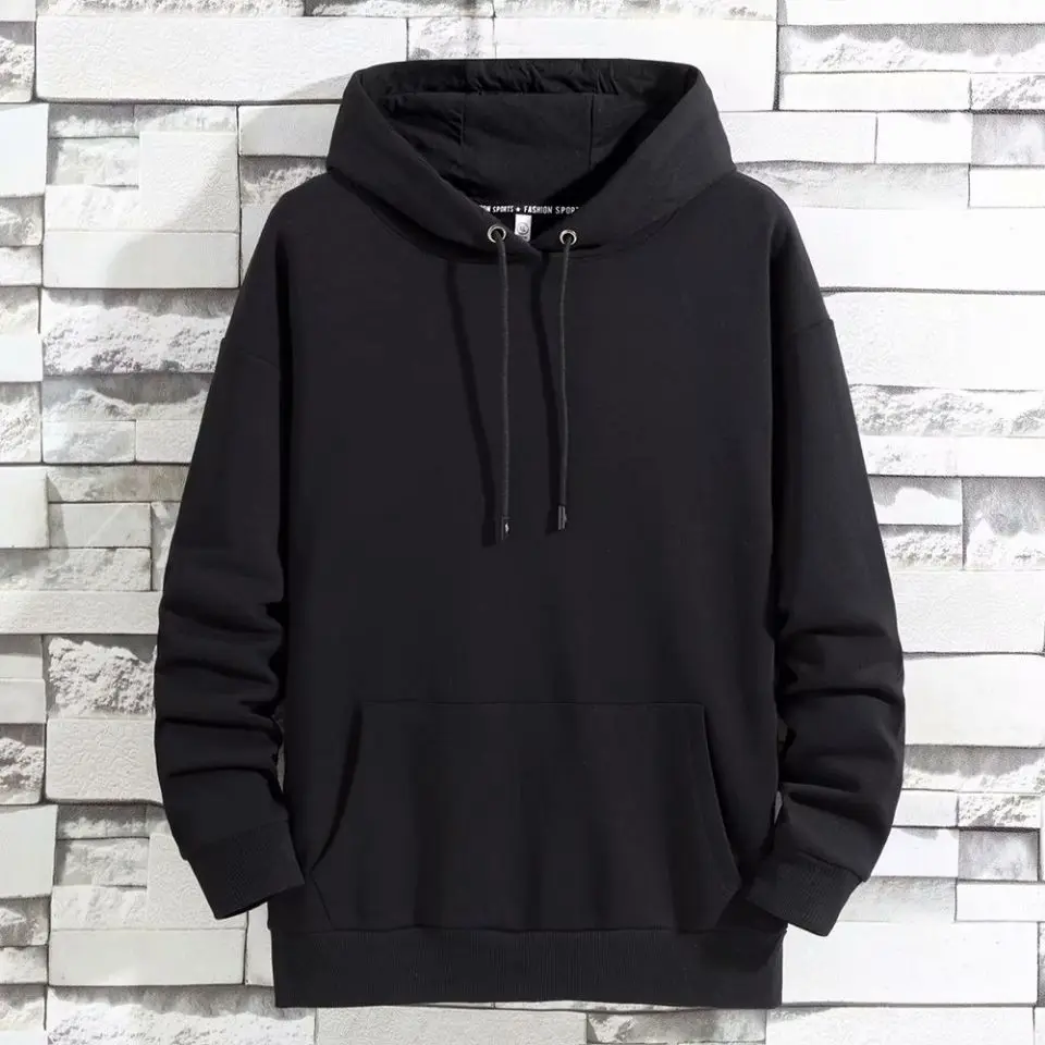 

New high-quality solid color men's hooded sweater autumn and winter fox drill velvet pullover men's men's hoodie casual Harajuku