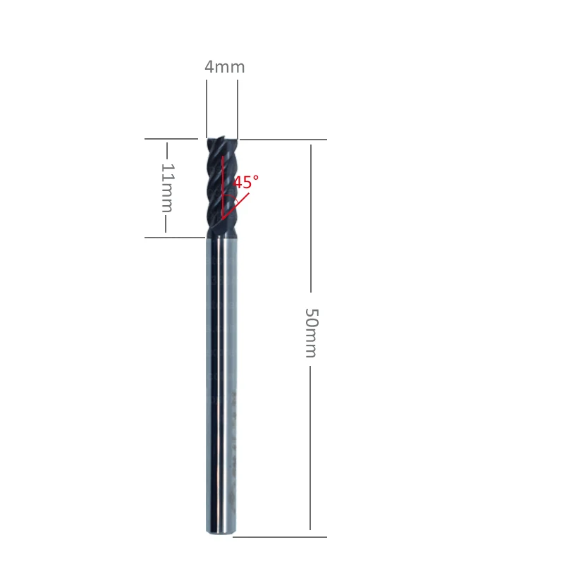 

1pc ZCC Milling cutter GM-4E-D4.0S machine tools accessories 4 flute end mill carbide 4mm D4*4d*11H*50L 50HRC cutting blade