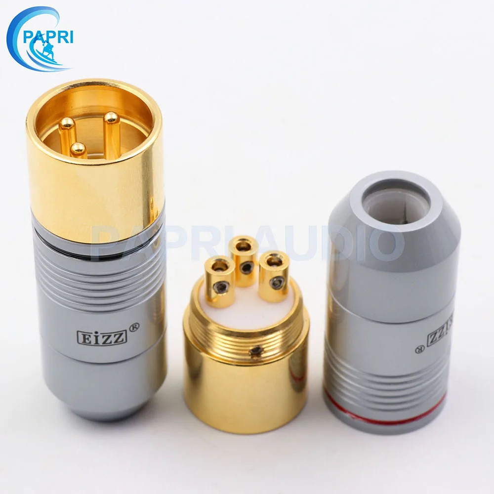 EIZZ 2 шт. Tellurium медь 3 булавки Мужской Женский XLR разъем MIC змея 24 К золото Платиновое покрытие аудио усилитель микрофонный кабель Jack