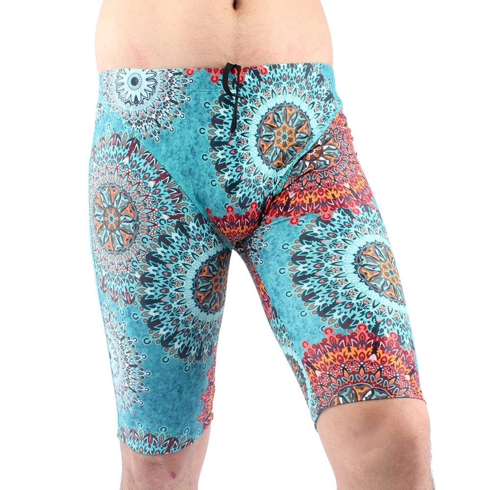 Мужские плавки из нейлона и лайкры потрясающие до колен с принтом мужские