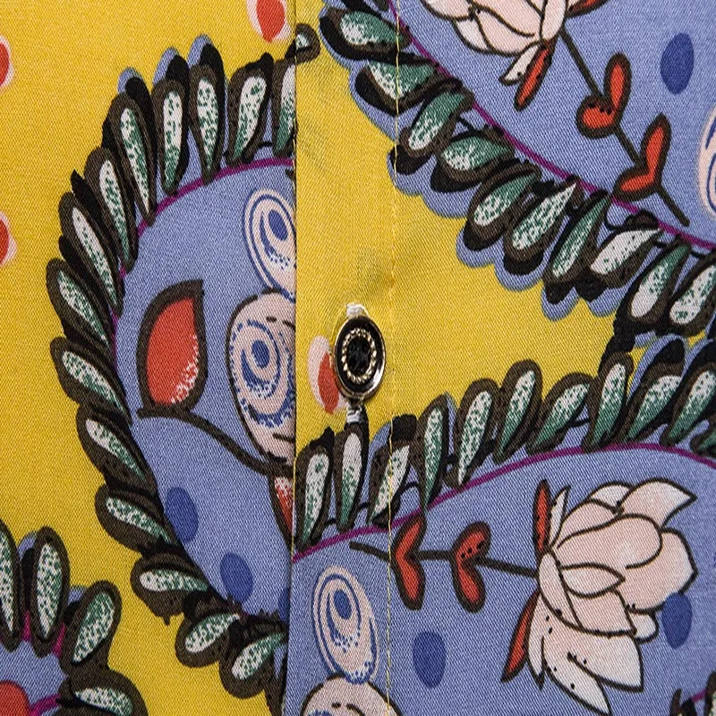 

Autumn New Men's Floral Printed Shirt Long Sleeve Shirt Male Slim Fit Party Shirts Men Print Business Shirt