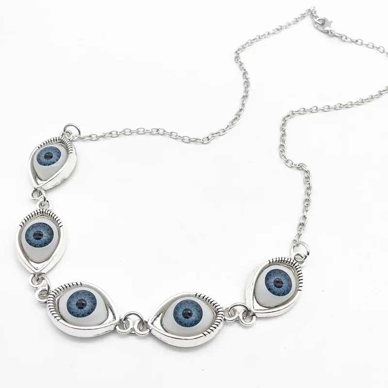 

Vintage Punk Turkish Devil Evil Eyes Pendant Necklace BFF Steampunk Choker Lucky Gift For Women Witch Gothic Jewelry New Fashion