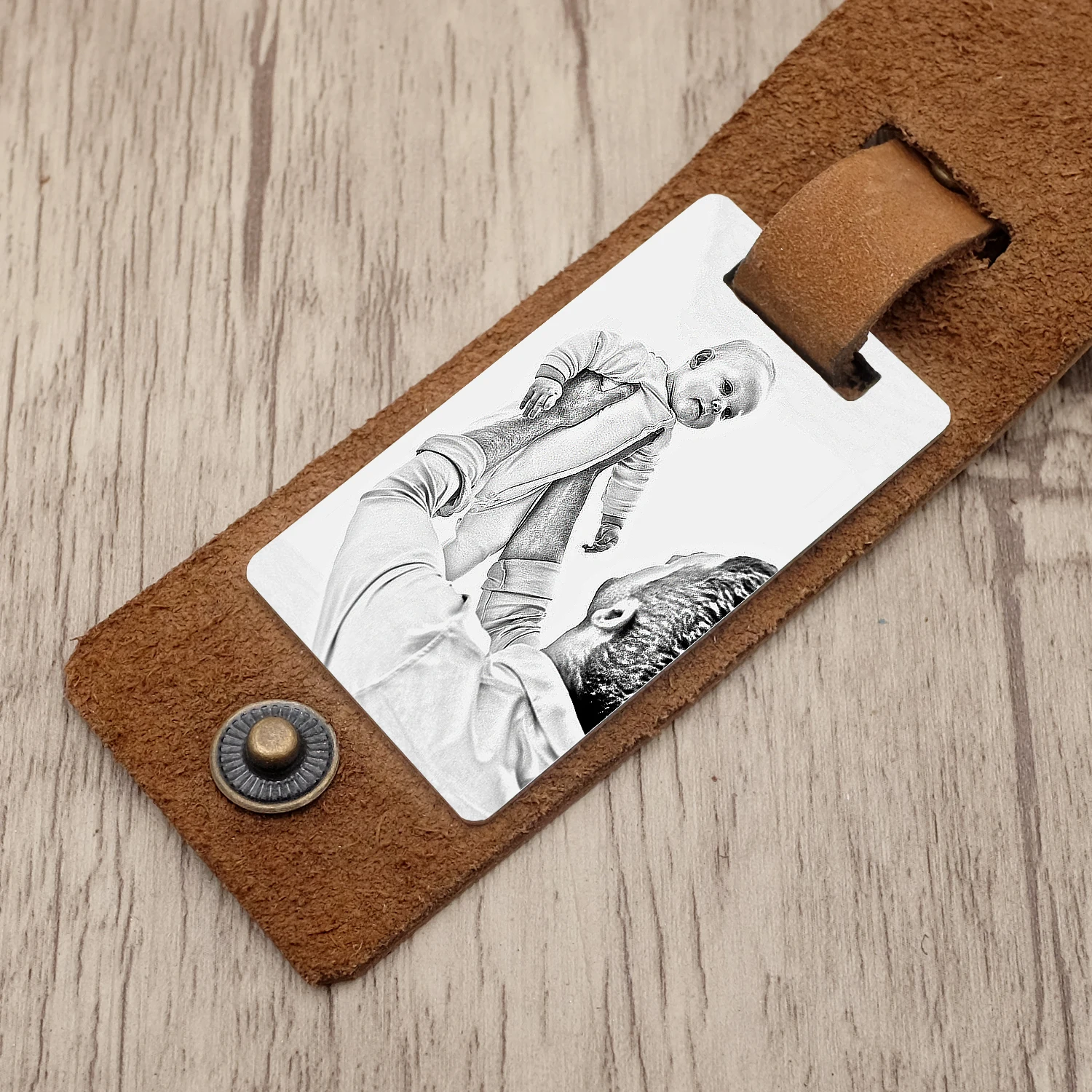 Фото брелок фото на заказ кожаный для папы подарок персональный Него | Украшения