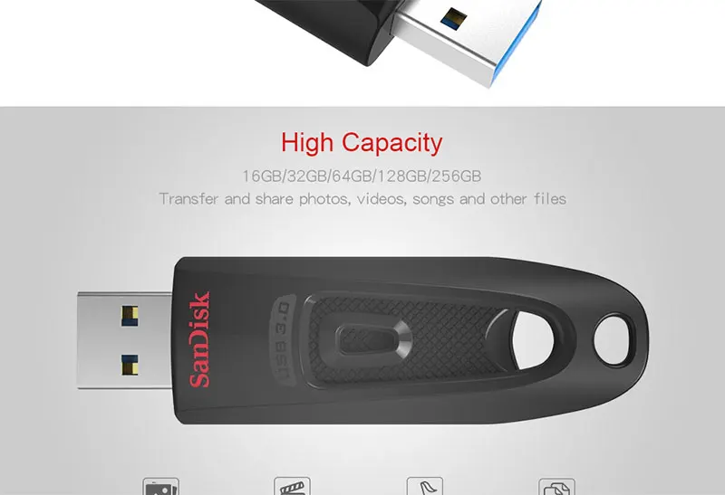 SanDisk CZ48 USB флеш-накопитель 16 ГБ 32 ГБ Флешка 64 Гб флэш-диск 128 ГБ U диск 256 ГБ USB3.0 карта памяти Чтение 100 МБ/с./с мини-флешка