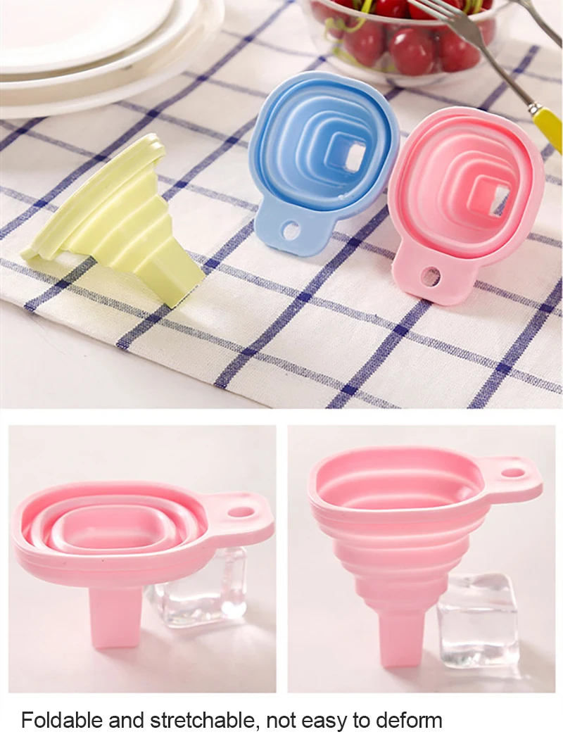 

High Quality Food Grade Silicone Gel Folding Funnel Foldable Telescopic Long Neck Funnel Liquid Filling Kitchen Tools Dropship