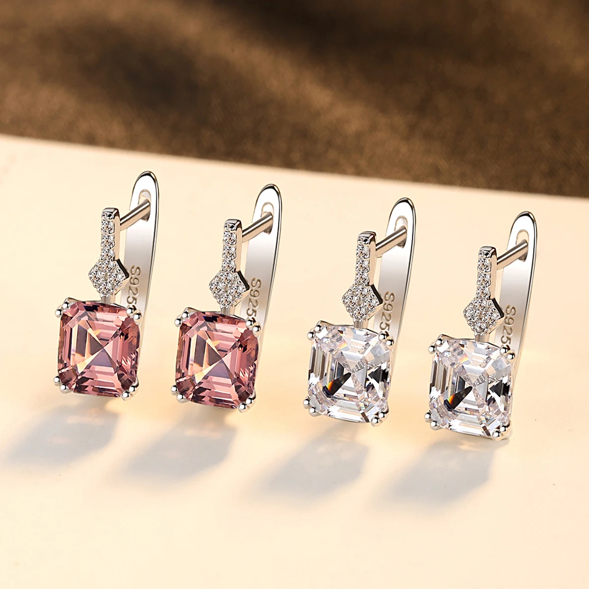 Женские квадратные серьги клипсы PAG & MAG из настоящего стерлингового серебра 925