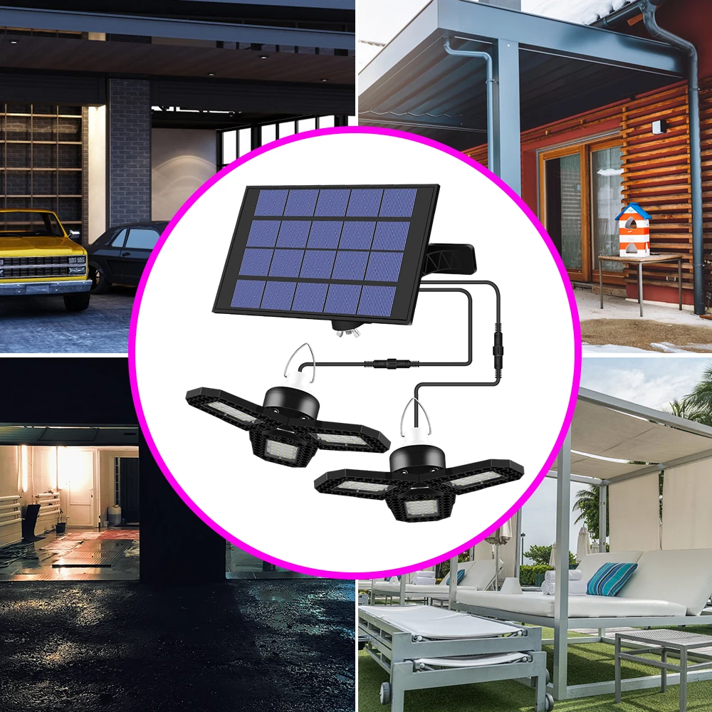 

60W 80W LED Solar Garage Light Outdoor Deformable Solar LED Bulb IP65 Waterproof Solar Ceiling Light For Courtyard Garden Garage