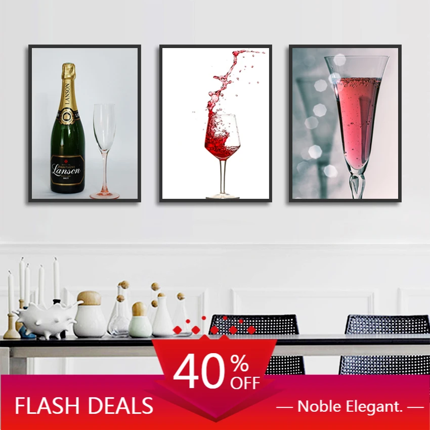 Картина на холсте современный постер для напитков красное вино и Кубок картина с