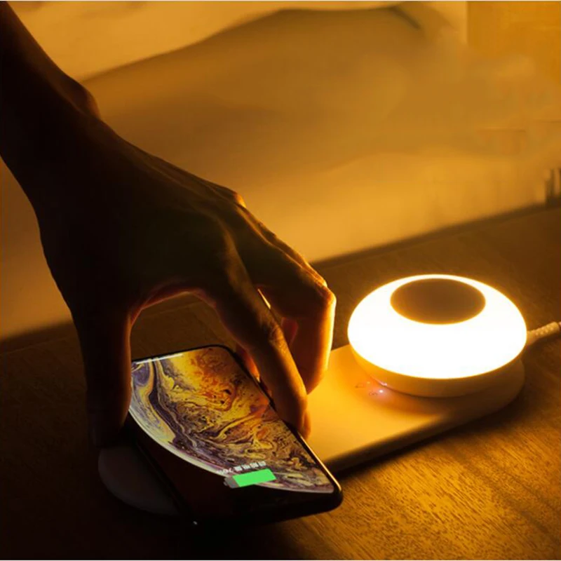 android apple mobile phone wireless charging with magnetic touch dimming table night light creative bedside lamp for bedroom free global shipping