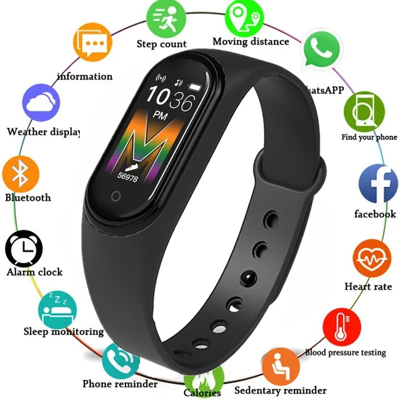 

M5 Smart Sport Band Men Women Sport Smartwatch Heart Rate Blood Pressure Monitor Fitness Bracelet For Android/IOS Bluetooth