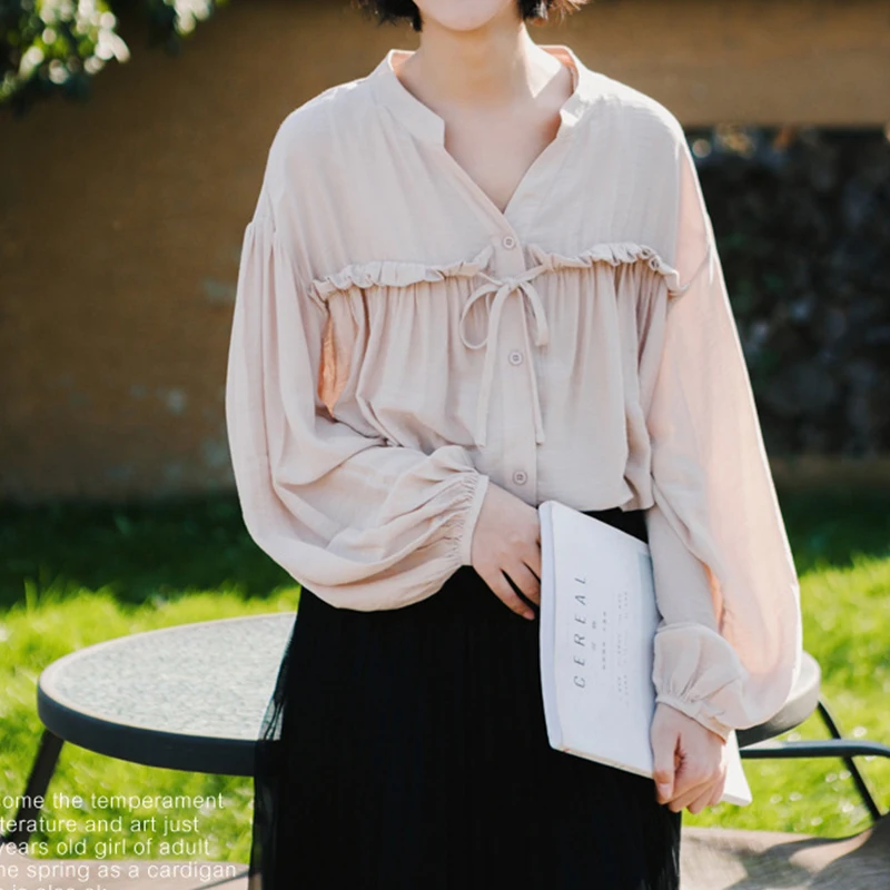 

Women Shirts 2020 Autumn Women's New V-neck Solid Color Cardigan Long Sleeve Shirt Womens Tops and Blouses