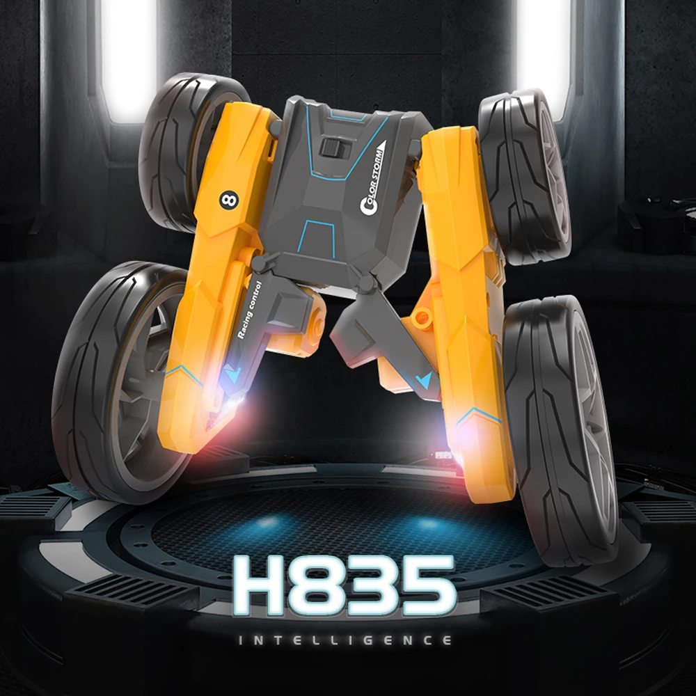 

2,4G пульт дистанционного управления трюк автомобиль 360 градусов прокатки двухсторонний трюк автомобиль RC H835 четырехканальный пульт дистанц...