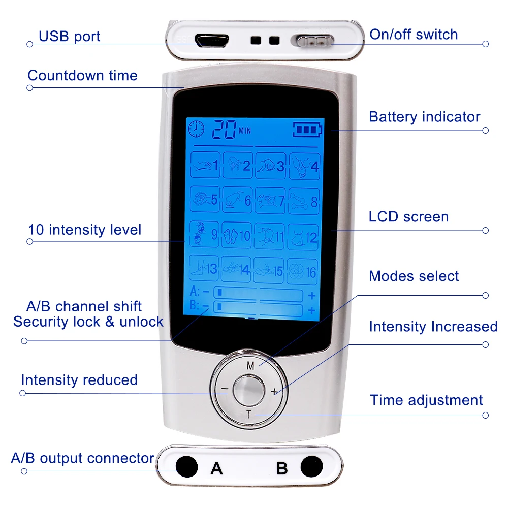 Мини 16 Режимы двойной Выход физиотерапии филировальная машина ЖК дисплей