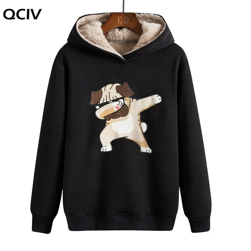 

Winter Man Hoodie Streetwear Winter Fleece Hip-hop Style of Chinese Characters Hand Plush and Cotton for Warmth Animal Print