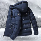 Модная зимняя куртка, Мужская парка с капюшоном, мужское теплое ветрозащитное пальто, мужские плотные теплые куртки на молнии, мужские однотонные пуховики 3XL, 4XL