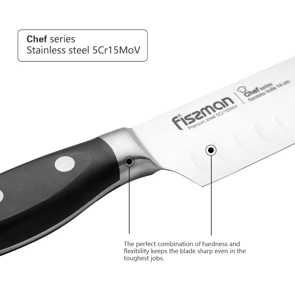 FISSMAN 5 дюймовый нож SANTOKU толщина лезвия 2 0 мм лазерное лезвие логотип с Fissman дизайн