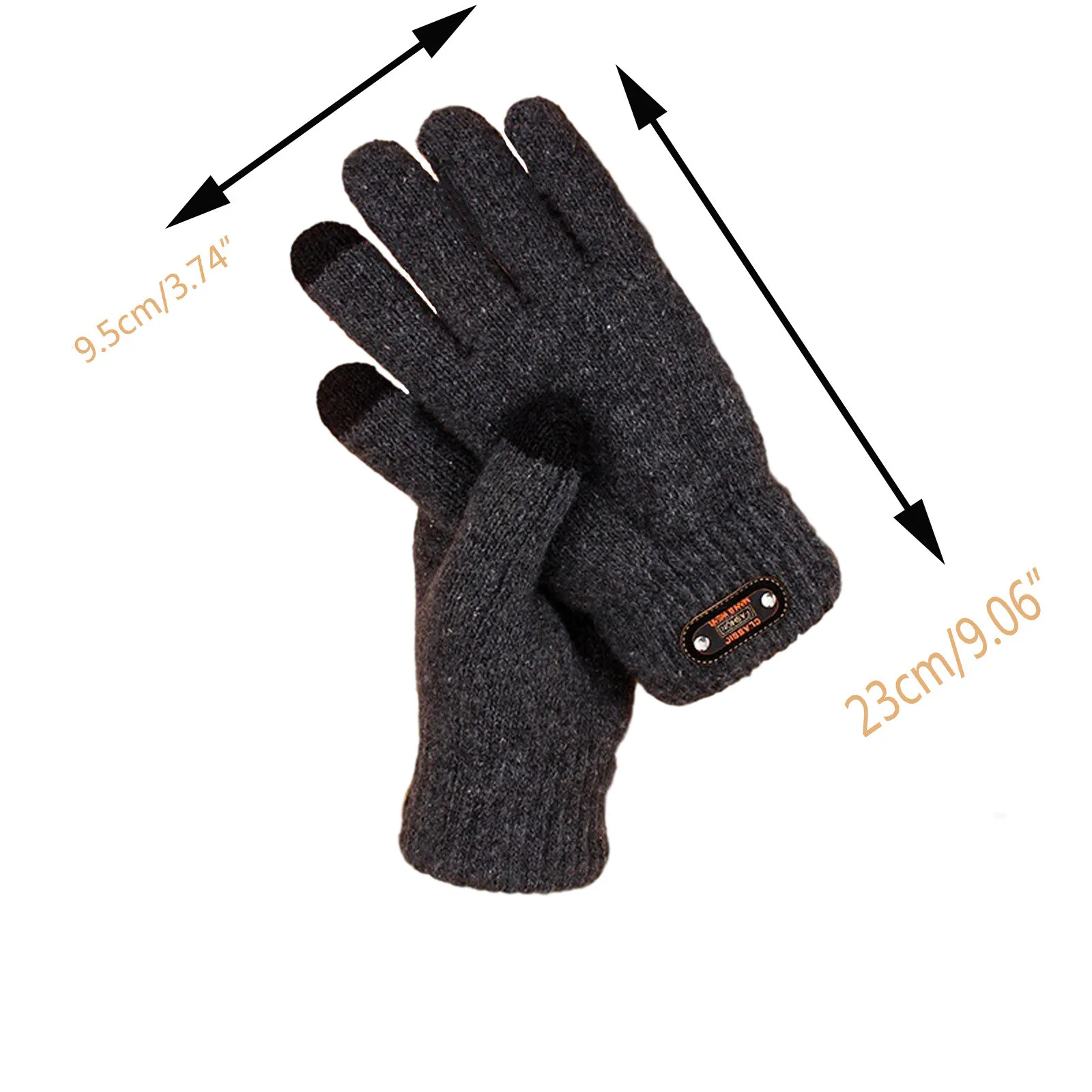 

Men's solid knit solid color keep plush thick double layer warm winter touch screen soft outdoor cycling full finger gloves