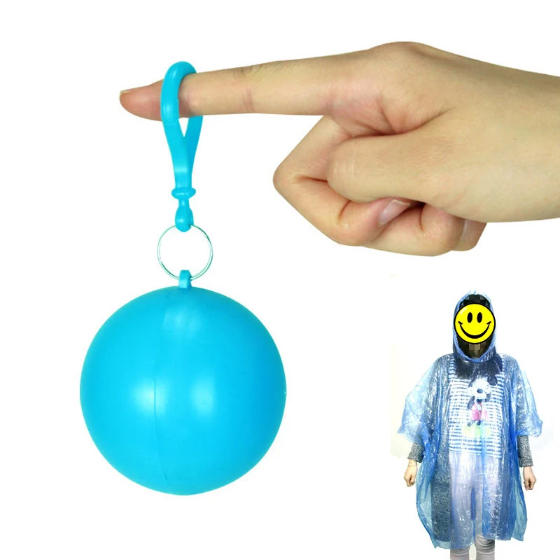 

Korea outdoor portable raincoat ball disposable raincoat camping fishing tourism emergency poncho keychain