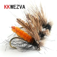 kkwezva 18pcs deer hair material fishing fly lures insect dry floating type insect artificial fly bait trout bait fishing tackle