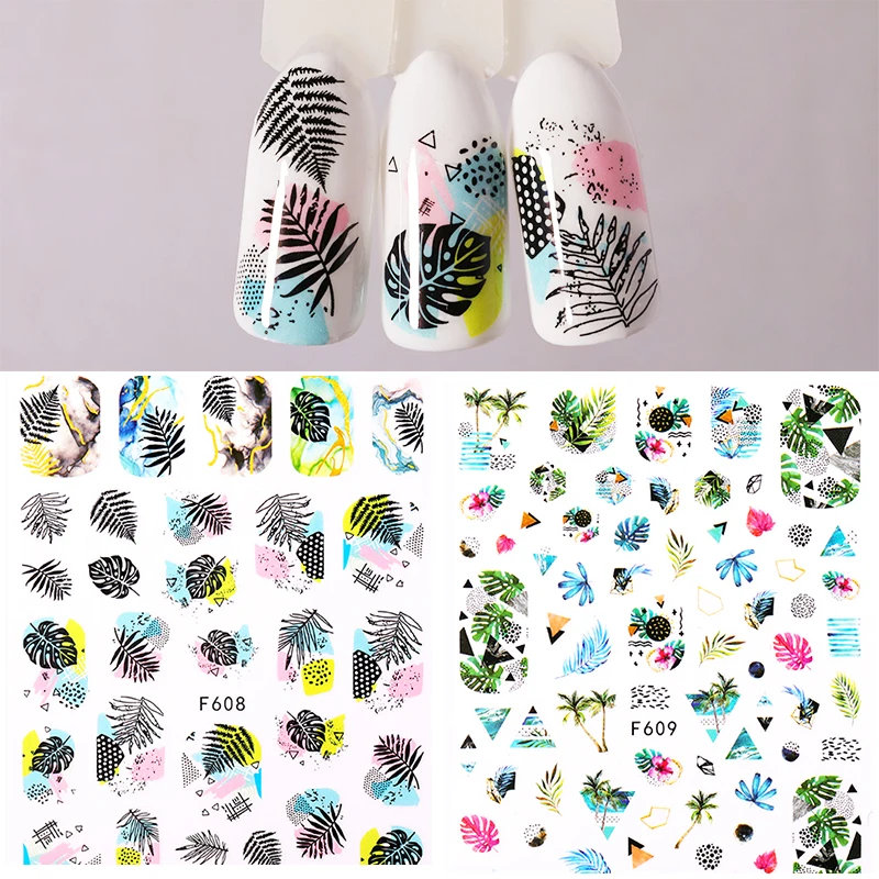 1 шт. переводные наклейки на ногти в виде листьев|Стикеры и наклейки| |