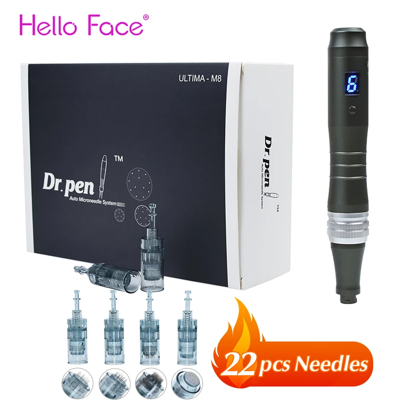 Ultima Dr Pen M8 With 22 pcs Cartridge Wireless Skin Care Kit MTS Derma Pen Microneedling Pen Stretch Mark Removal Machine