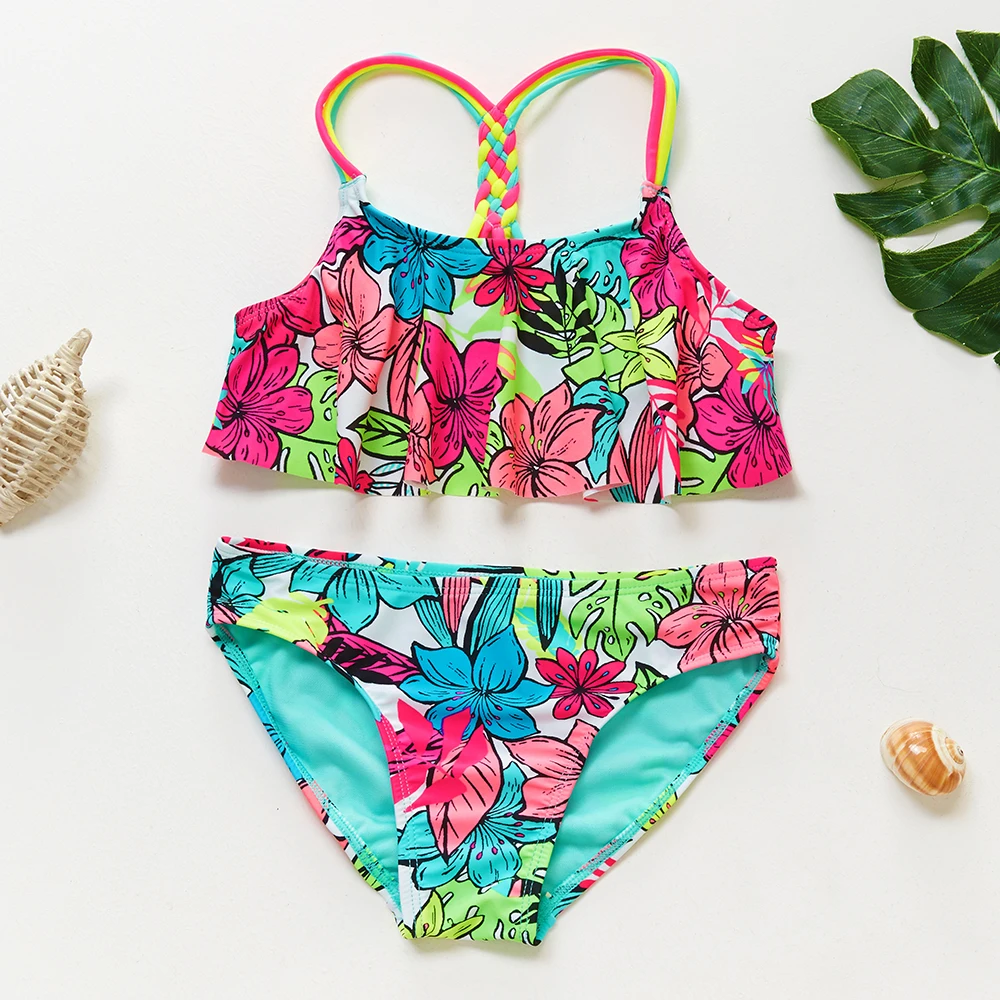 

3-16Y Unicorn Two-piece Grils Swimwear 2021High Quality Children Swimwear Girls Swimsuit Bikini Set 9055