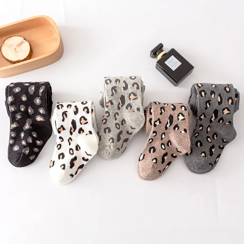 Spring Autumn Tights For Girls Children Leopard Pantyhose Cotton Girls Stockings Toddler Tights Kid Underwear