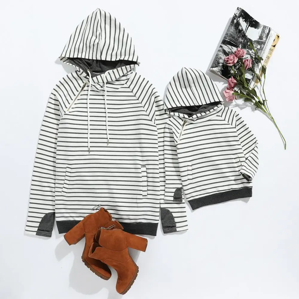 Стильная толстовка PatPat в полоску с капюшоном и длинным рукавом дизайнерские