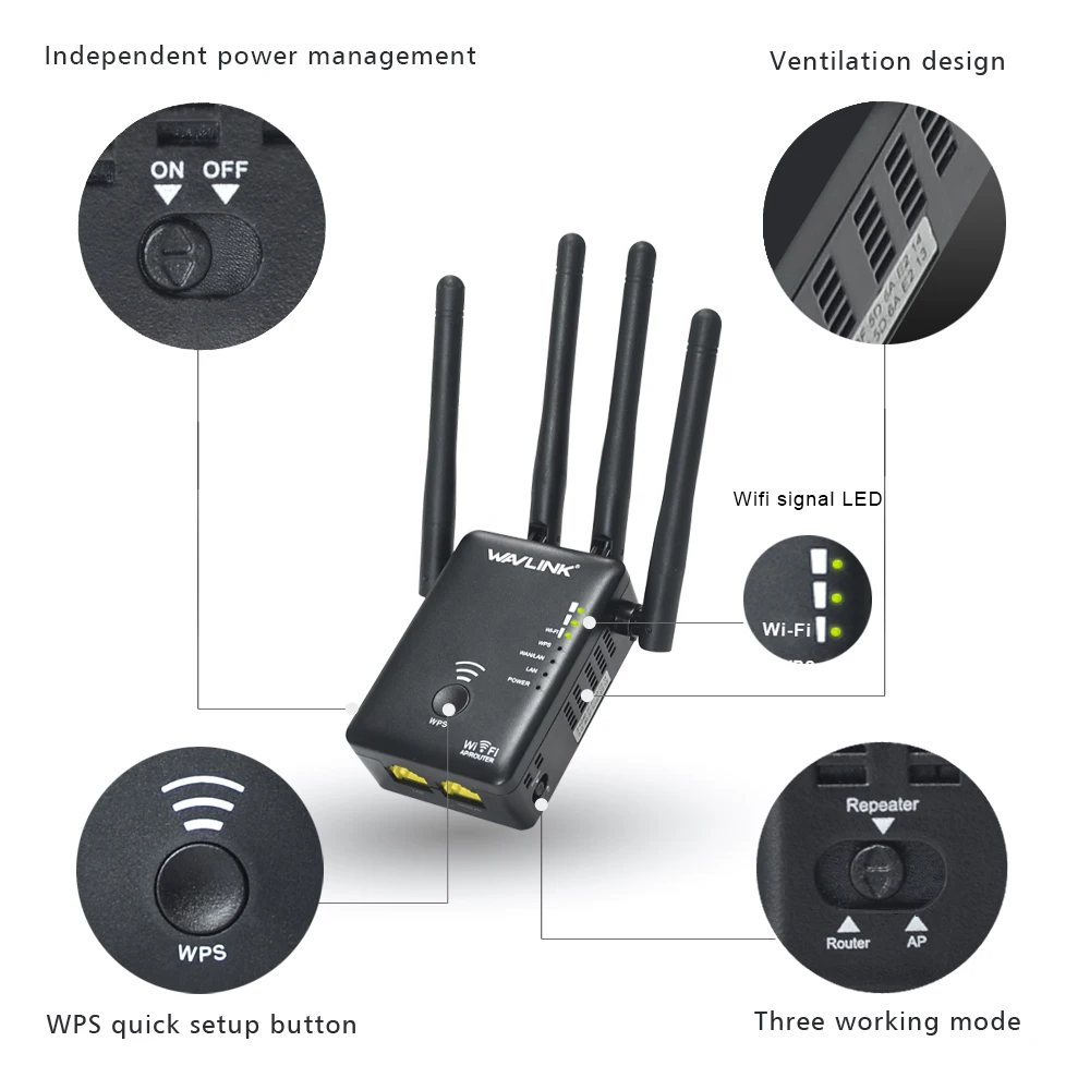 Беспроводной Wi Fi ретранслятор расширитель диапазона маршрутизатор 867 Мбит/с 2 4G 300